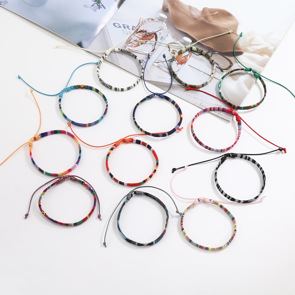 Wholesale  Colorful Bohemian Cotton and Linen Braided Bracelet