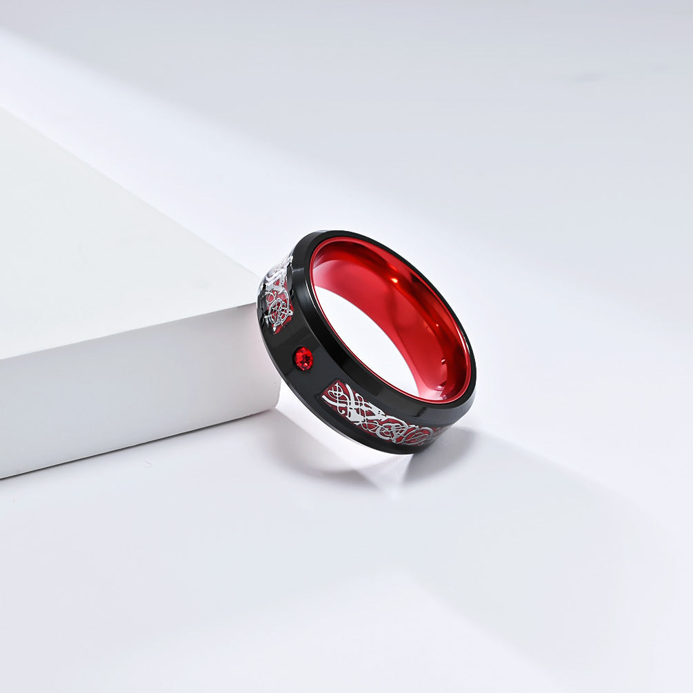 Wholesale Titanium steel inlaid aluminum ring