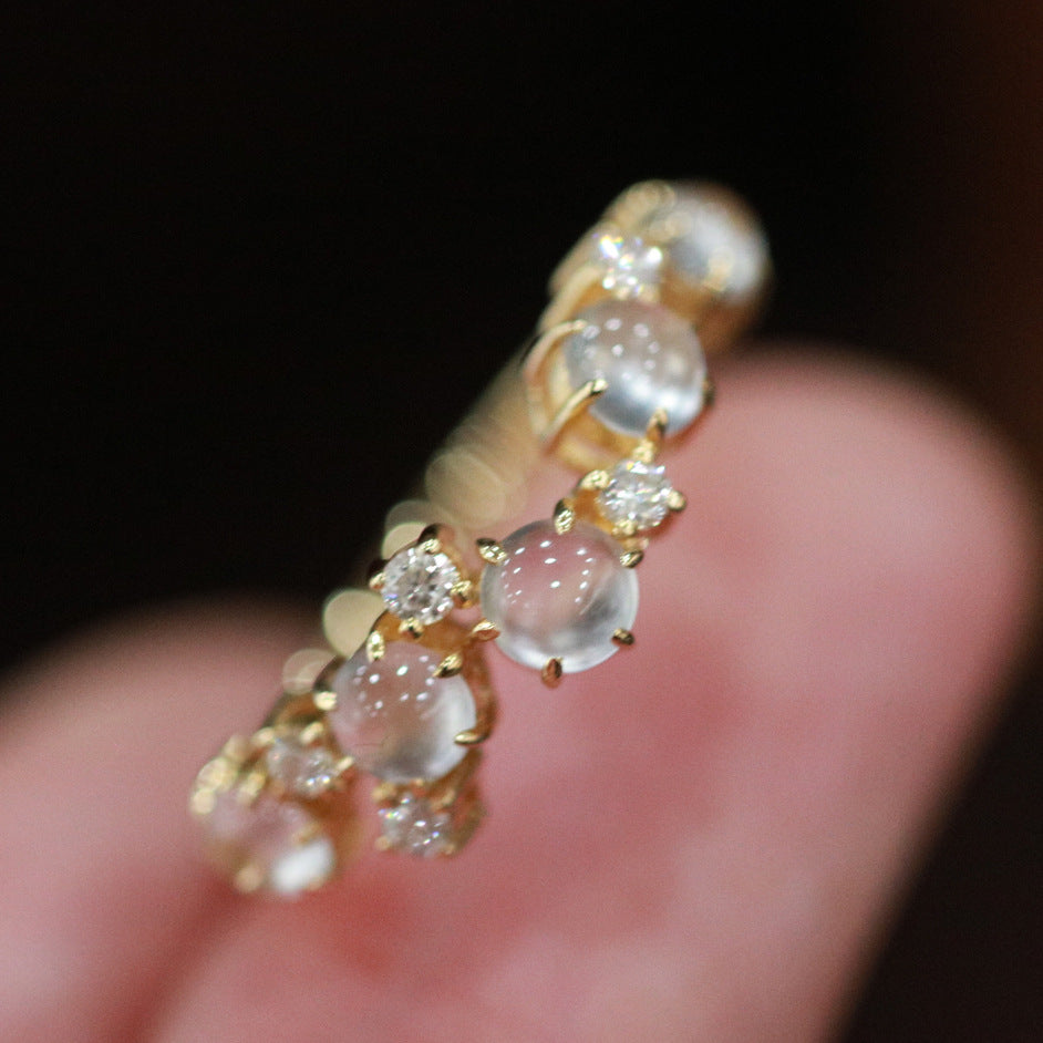 Anillo de cobre de cuentas con incrustaciones de luna al por mayor