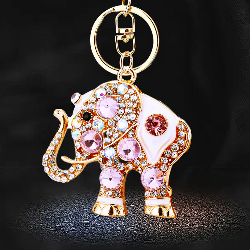 Wholesale Crystal studded diamond elephant cute metal keychain
