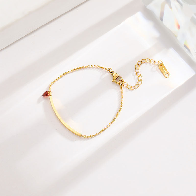 Wholesale Red Heart Bend Pipe Titanium Steel Bracelet