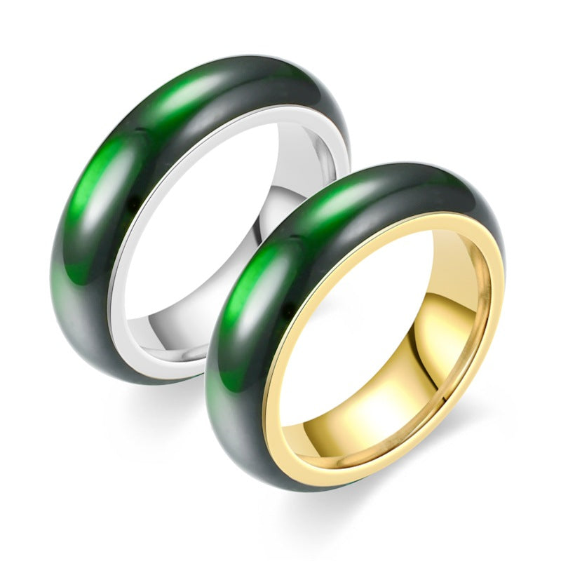 Wholesale of Dark Green Jade and Titanium Steel Rings