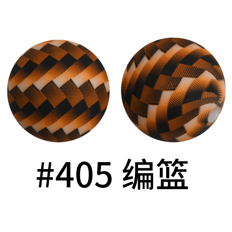 Wholesale 50pcs 16mm Print Silicone Beads Colorful Silicone Water Transfer Beads