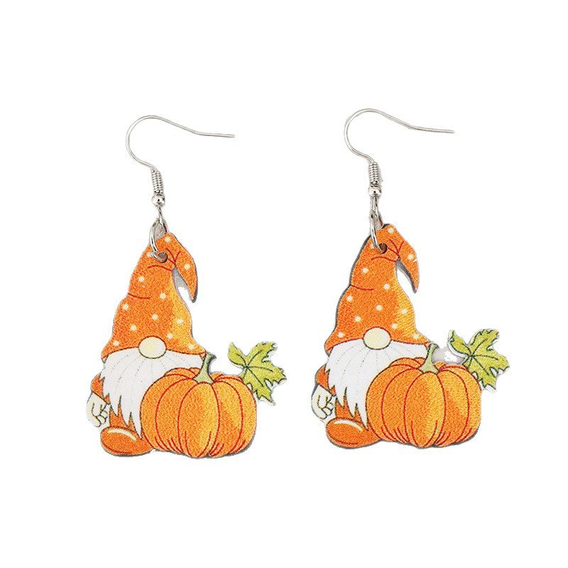 Wholesale Thanksgiving  Pumpkin Wooden Retro Earrings
