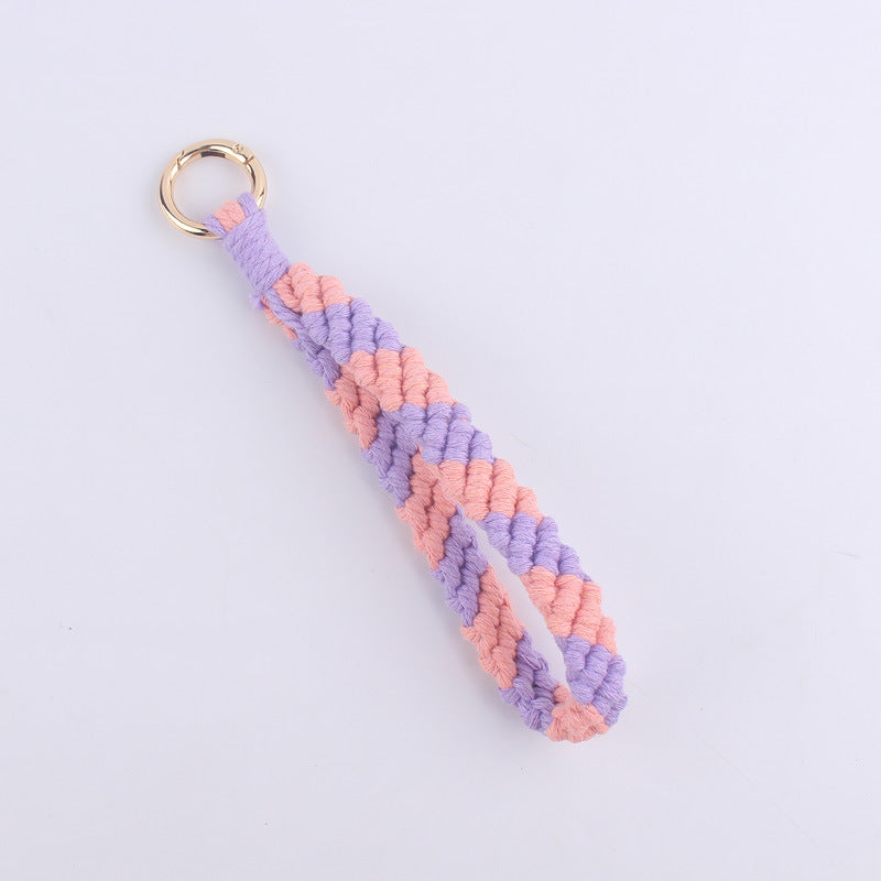 Wholesale Hand Woven Colorful Pattern Cotton Rope Keychain