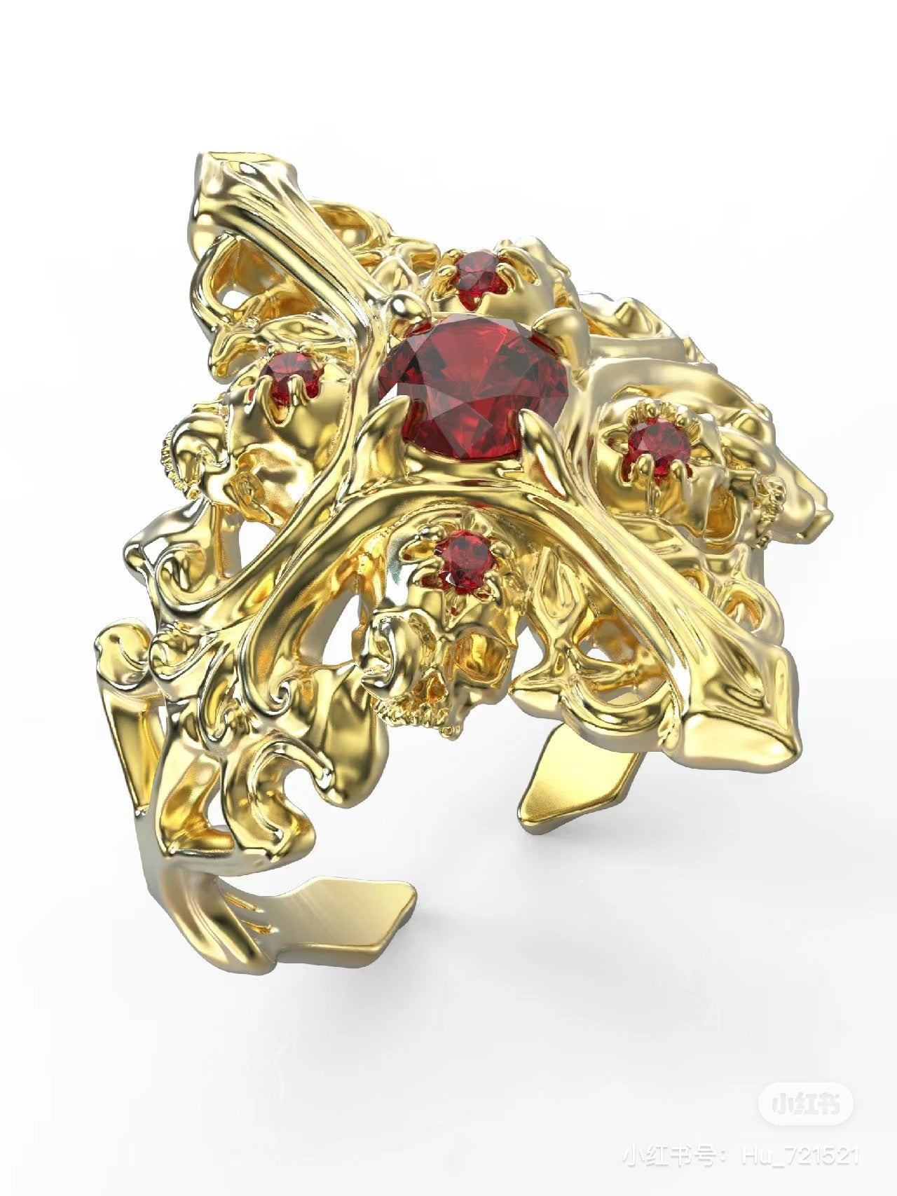 Wholesale Black Cross Diamond Set Red Open Men’s Rings