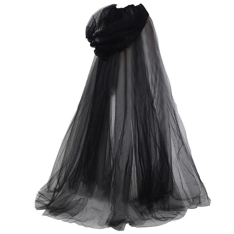 Wholesale  Hooded Dark  Long Mesh Cool Hooded Unisex Cloak Cosplay Witch Cloak