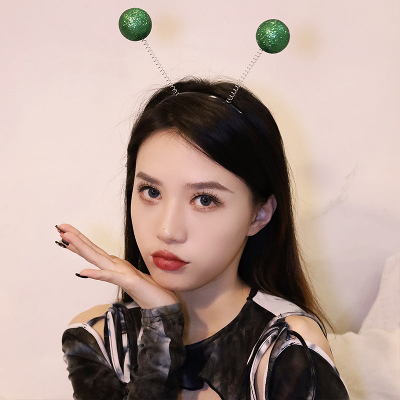 Wholesale Halloween Party Alien Antenna Funny Headband Green Fly Glasses