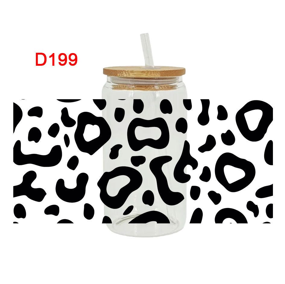 Wholesale Black and white cow pattern  16oz Cup UV DTF Wraps