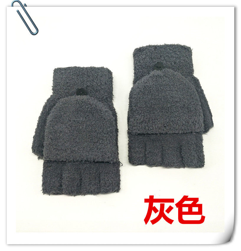 Wholesale Winter Women's Warm Flap Half-finger Gloves