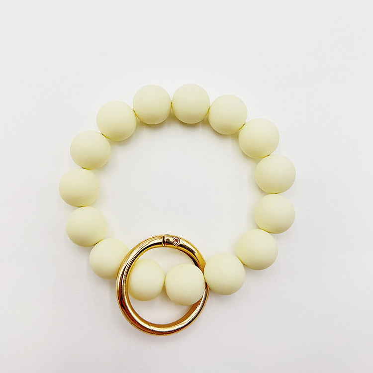 Wholesale Solid Color Silicone Handmade Beaded Wrist Keychain