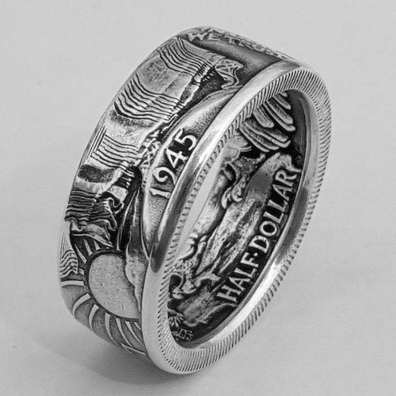 Wholesale  Antique Coin Morgan Dollar Engraved Ring