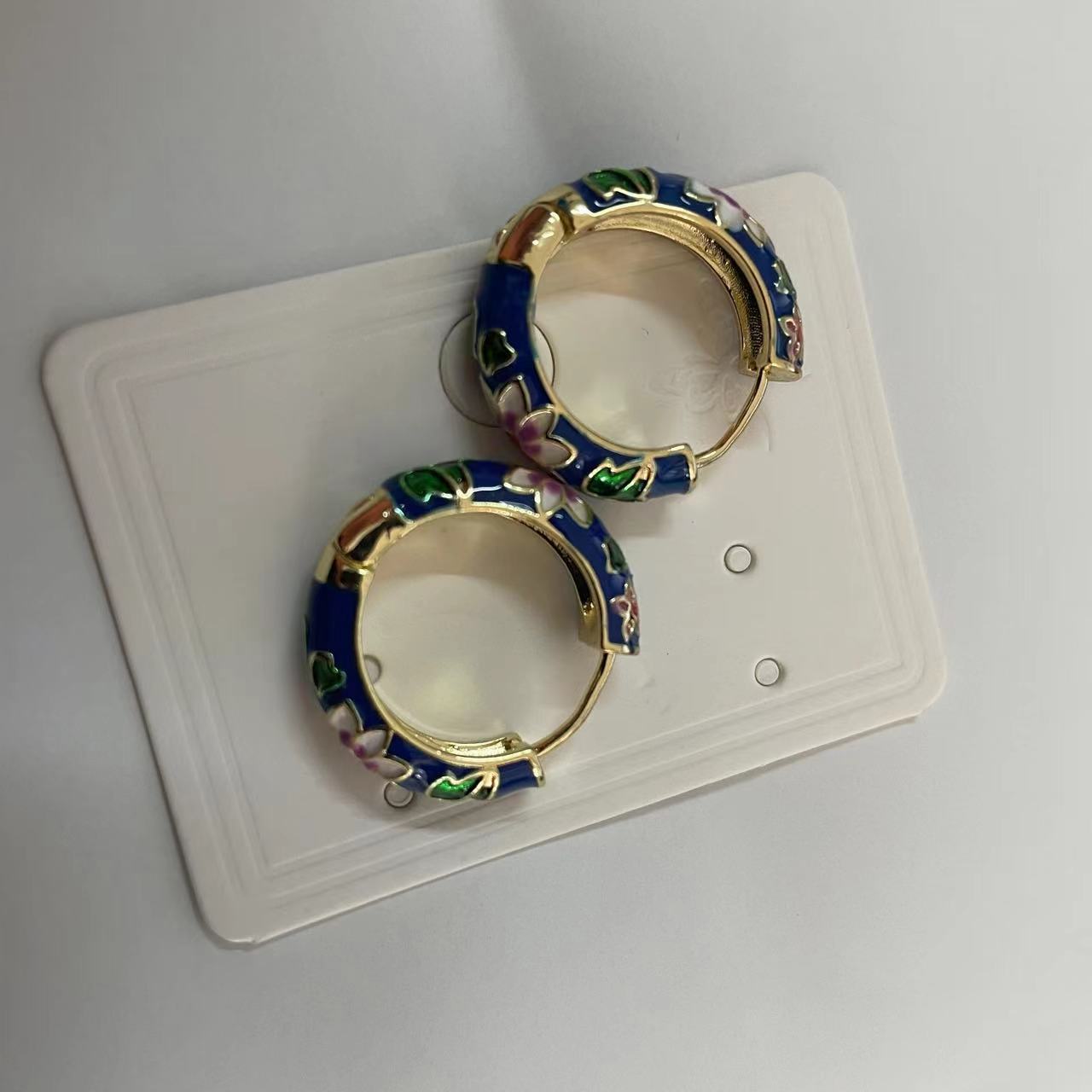 Wholesale Flower Oil Dripping Silver Needle Color Enamel 14K Real Gold Earrings