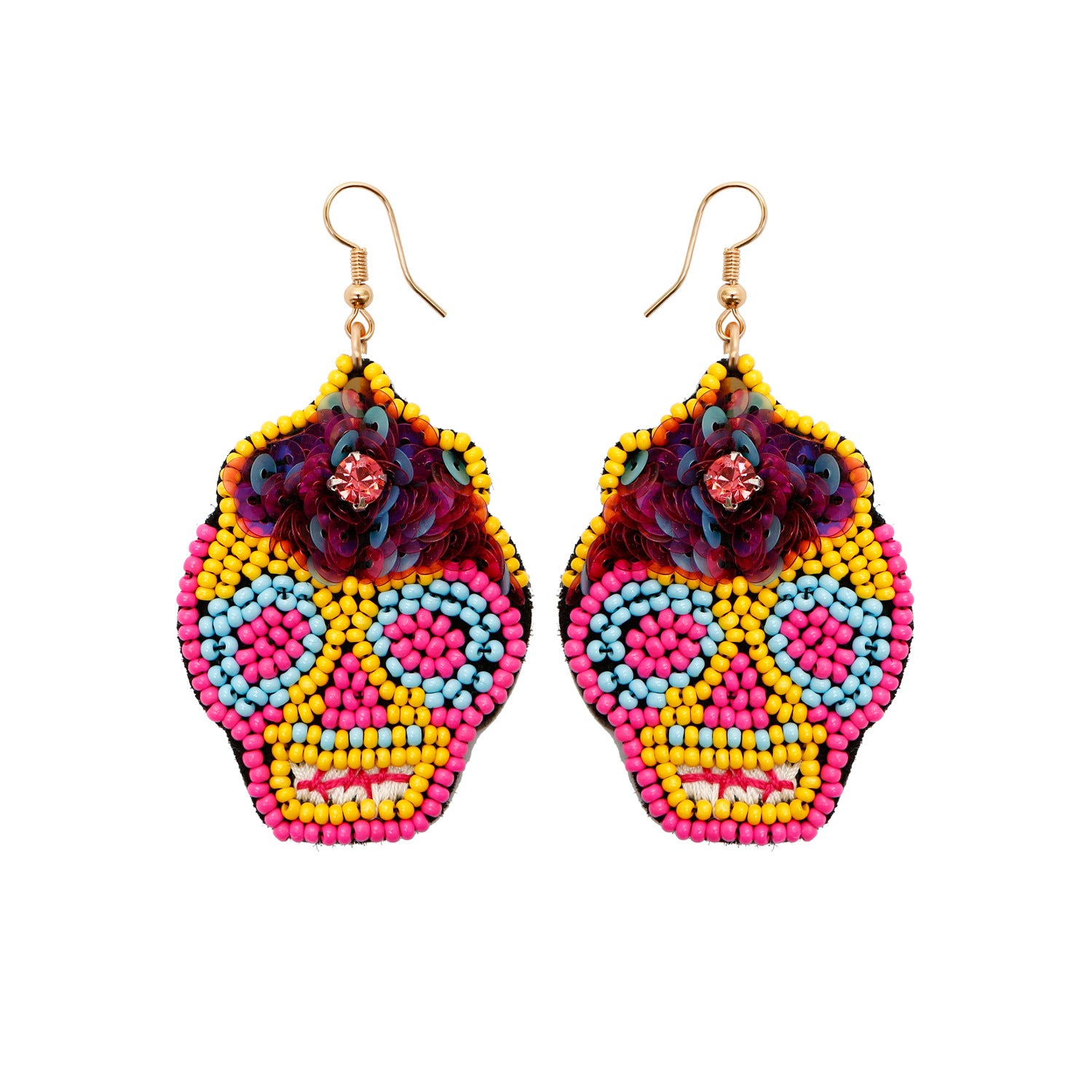 Wholesale DIY Hand-woven Beaded Skull Null Earrings