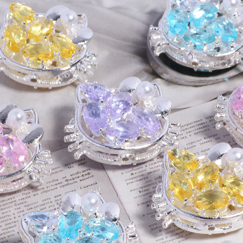 Wholesale Cat Rhinestone Straight Hole Loose Bead DIY