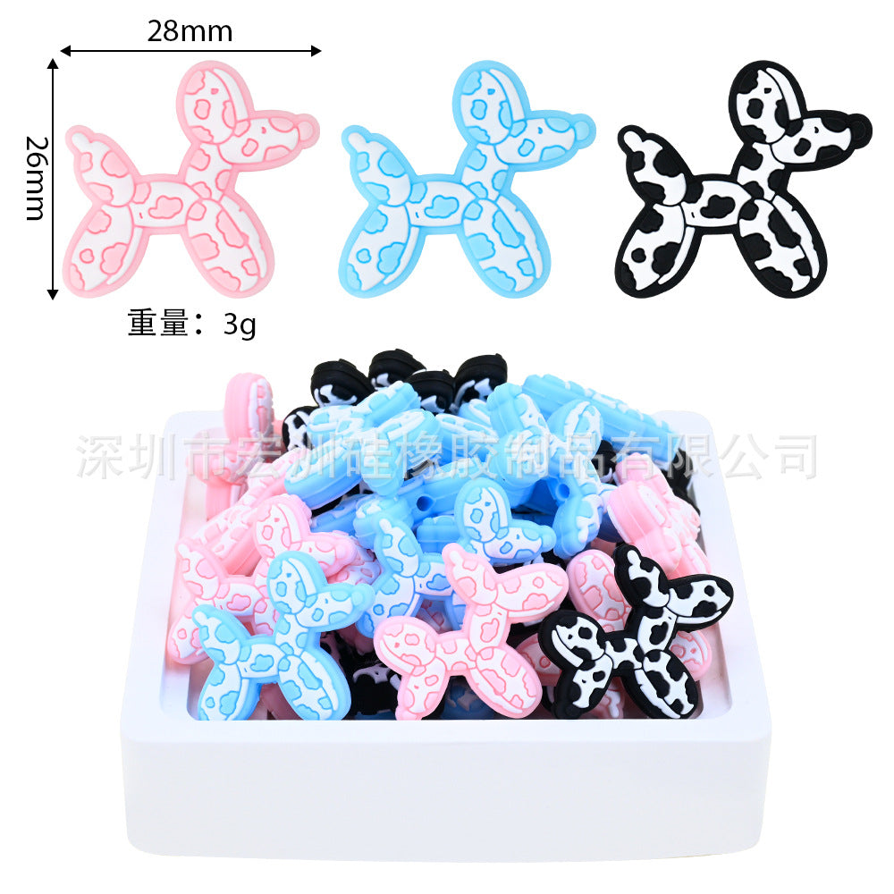 Wholesale 20pcs/ pack balloon dog glue maternal and infant food grade silicone beads