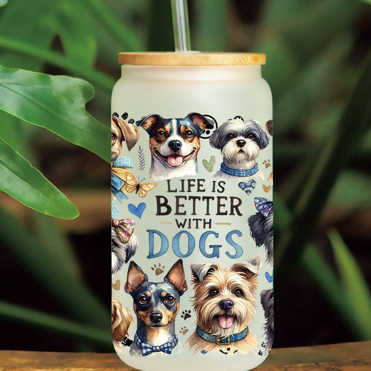 Wholesale Cute Cartoon Cat and Dog Series 16oz Cup UV DTF Wraps