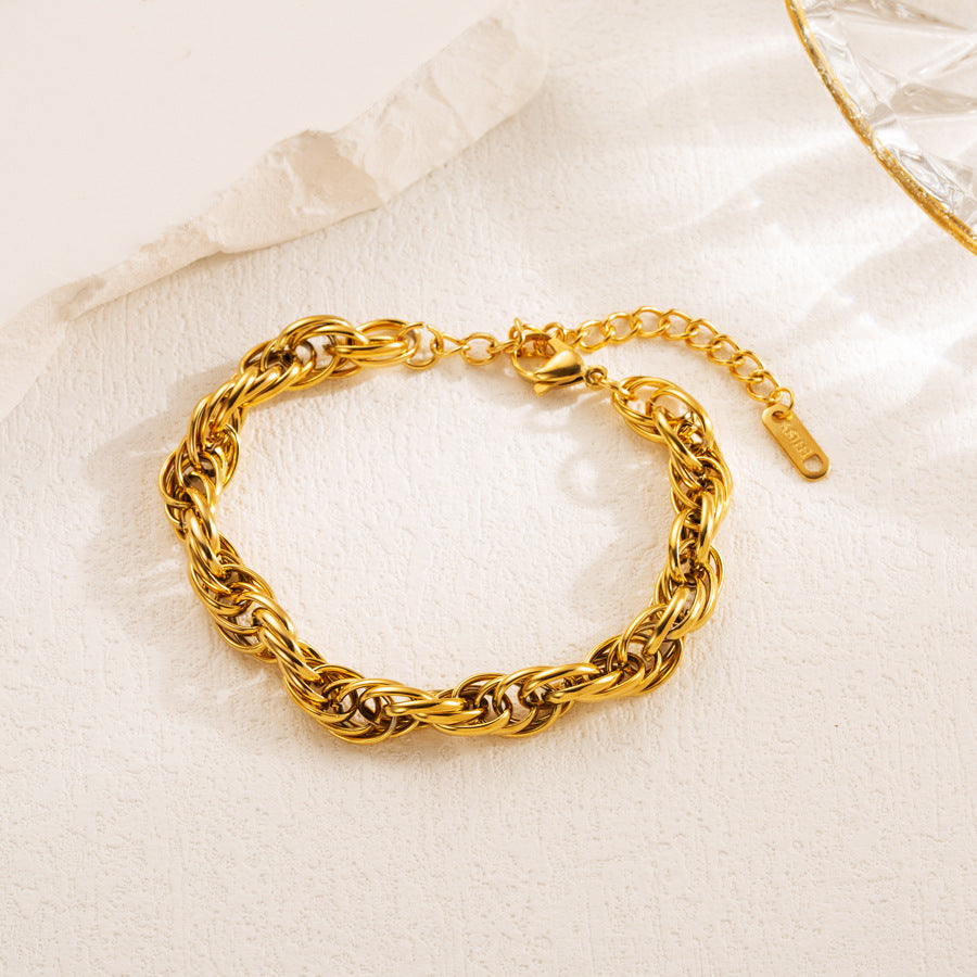 Wholesale Butterfly Necklace Water Wave Bracelet Titanium Steel Gold Plated Clavicle Chain