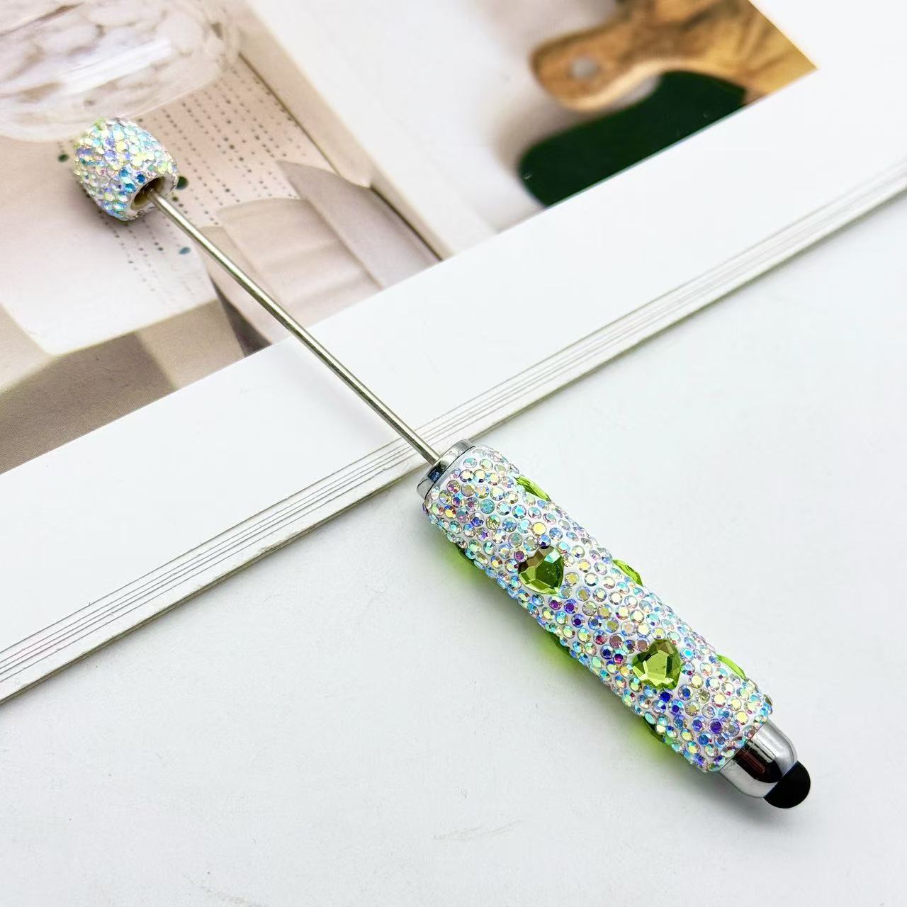 Wholesale 2pcs DIY Touchscreen Rhinestone Heart Beadable Pens