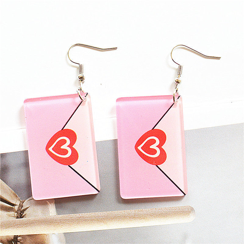 Wholesale  Red Heart Shape Red Lips Earrings
