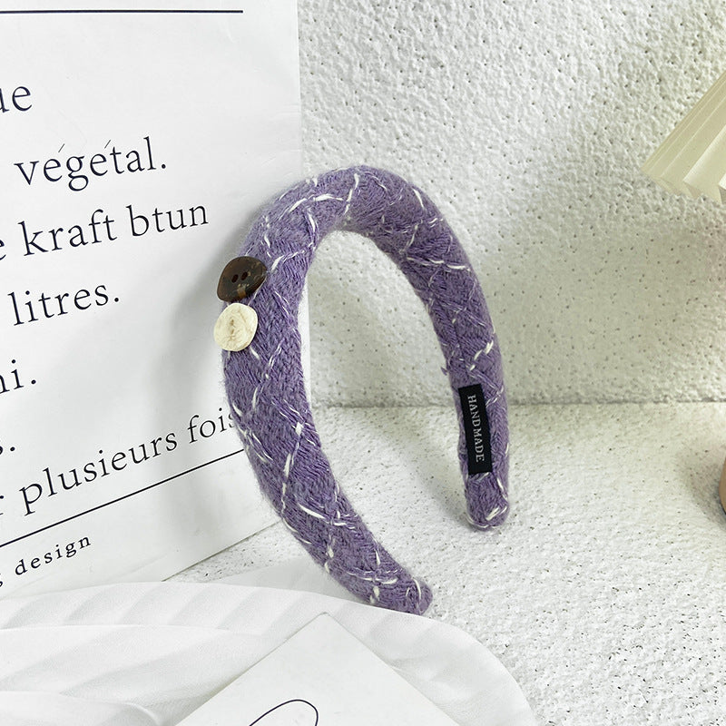 Wholesale Vintage Button Woolen Hair Hoop