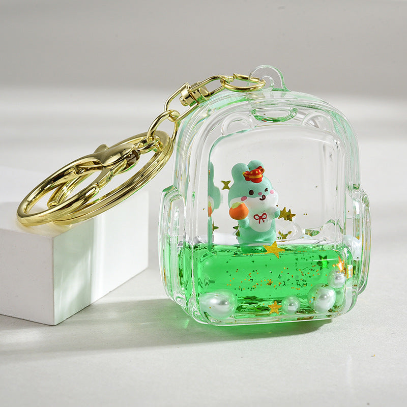 Mini bolso escolar al por mayor lindo conejito en apogedles de aceite y llaves acrílicos