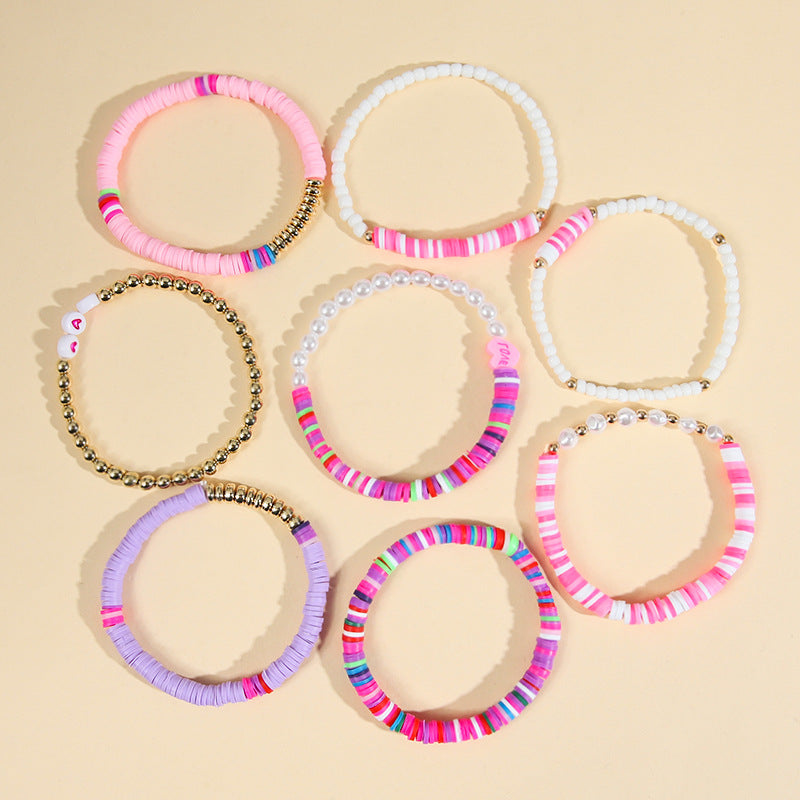 Wholesale Rainbow Pearl Soft Ceramic Bracelet Set