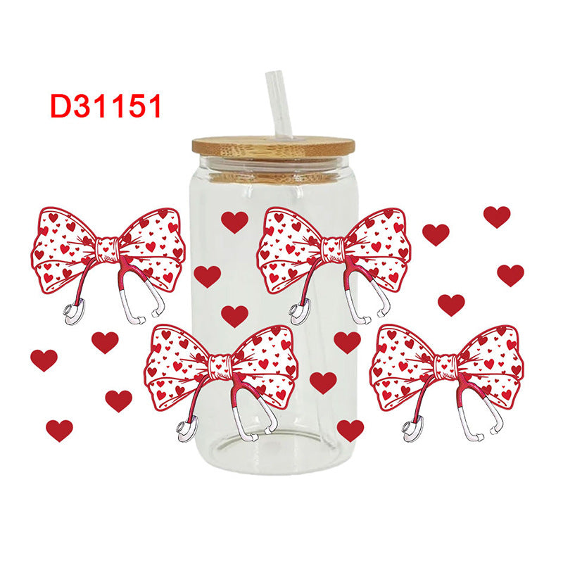 Wholesale Uv Transfer Sticker Glass strawberry Cup Crystal Sticker 16oz Cup UV DTF Wraps