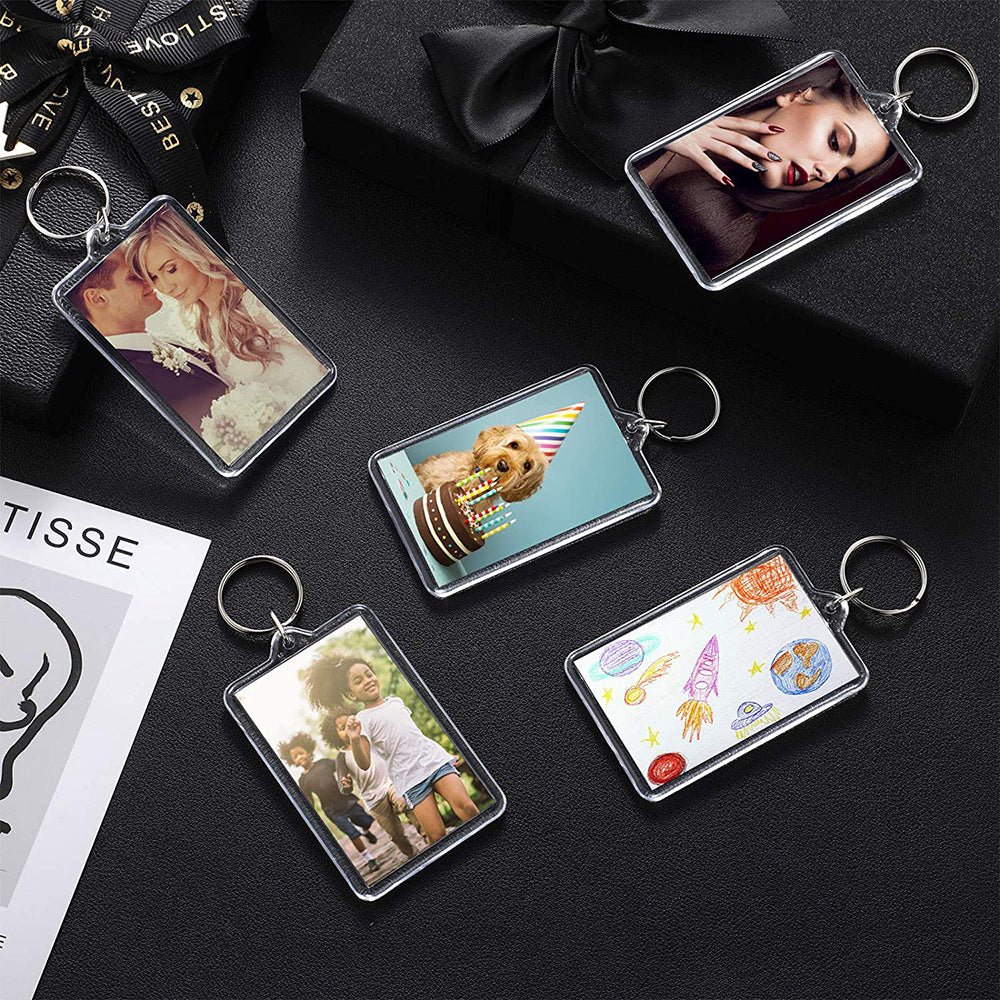 Wholesale Plastic Blank Photo Frame Keychain