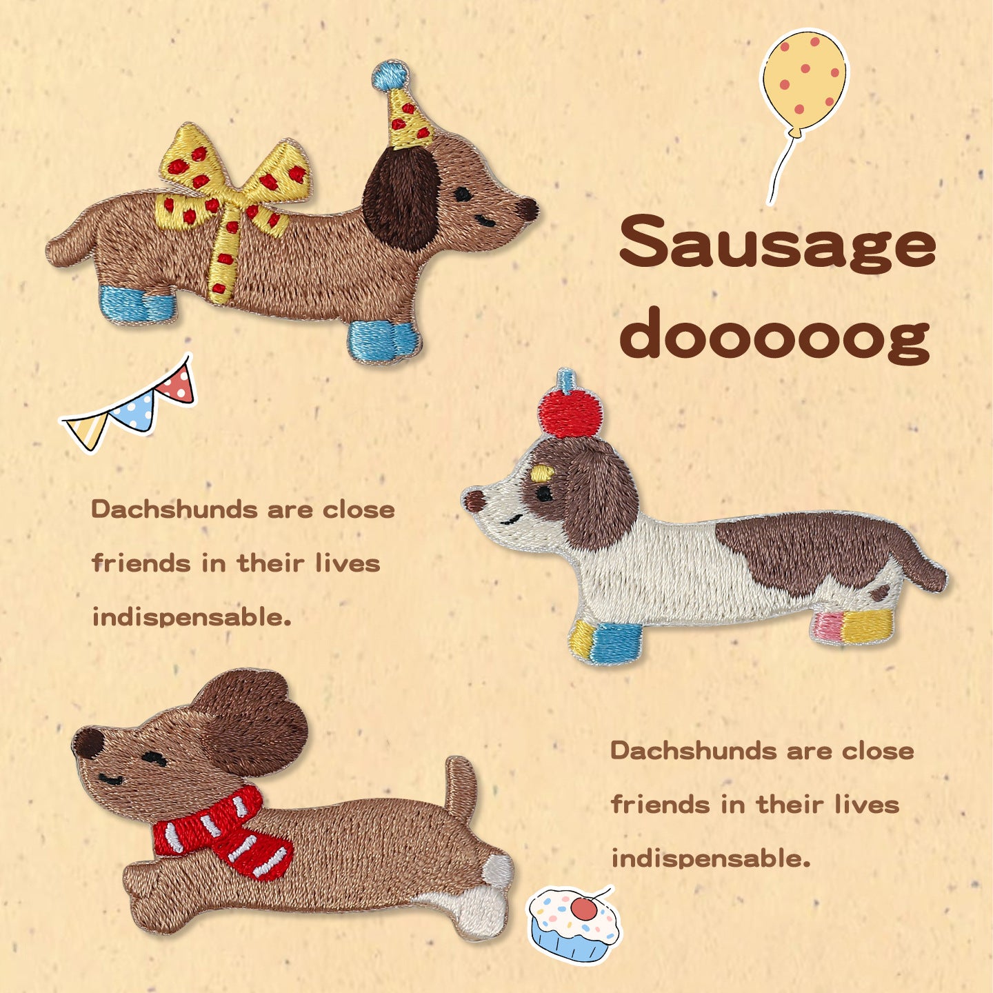 Wholesale Cartoon Cute Happy Dog Embroidery Sticker Self-Paste  DIY Patches