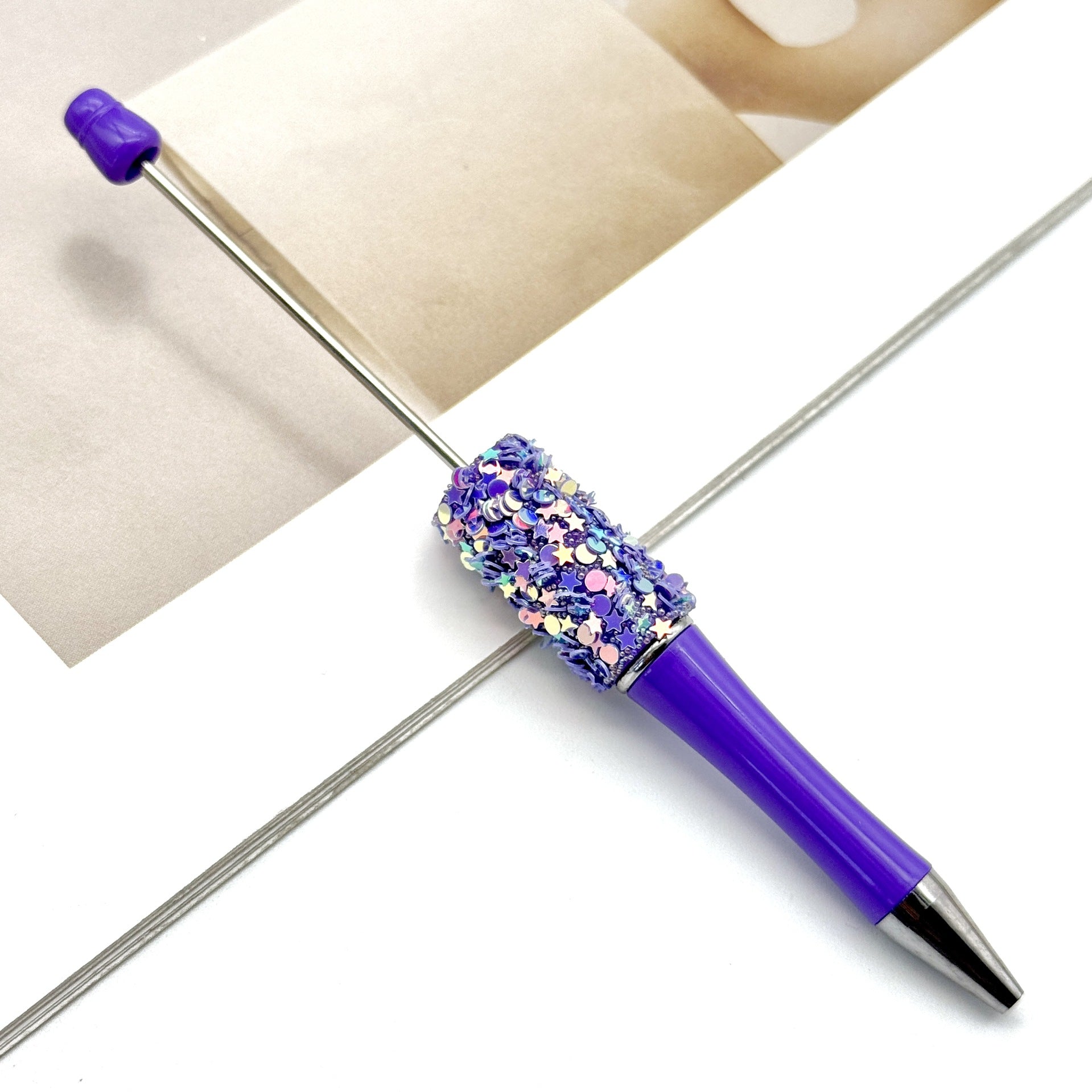 Wholesale DIY Small Star Beaded Pen Shining Sequins Star Ballpoint Pen Handmade Patch Cute Beaded Ballpoint Pen in stock