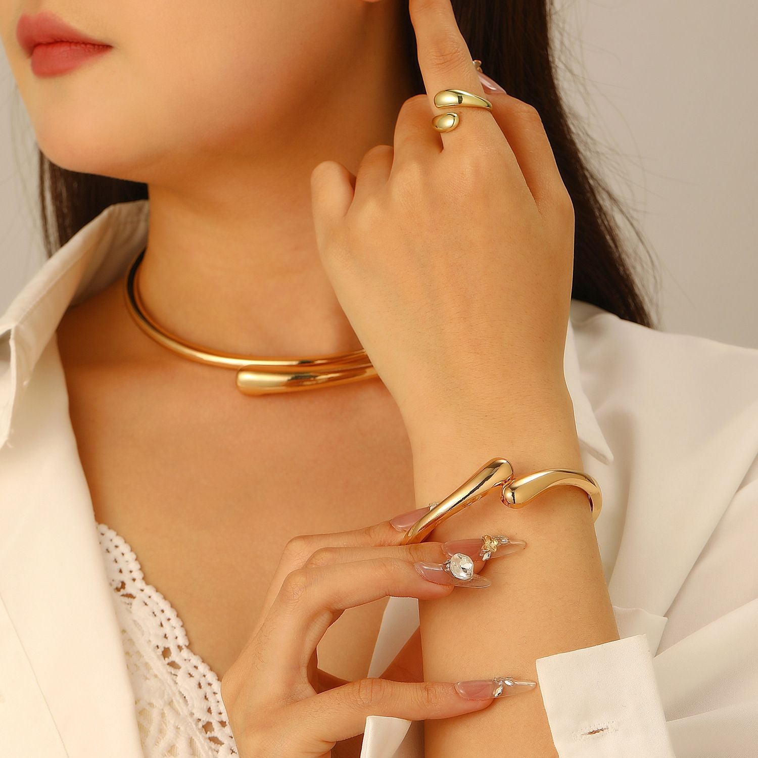 Wholesale Punk style alloy water drop pendant necklace