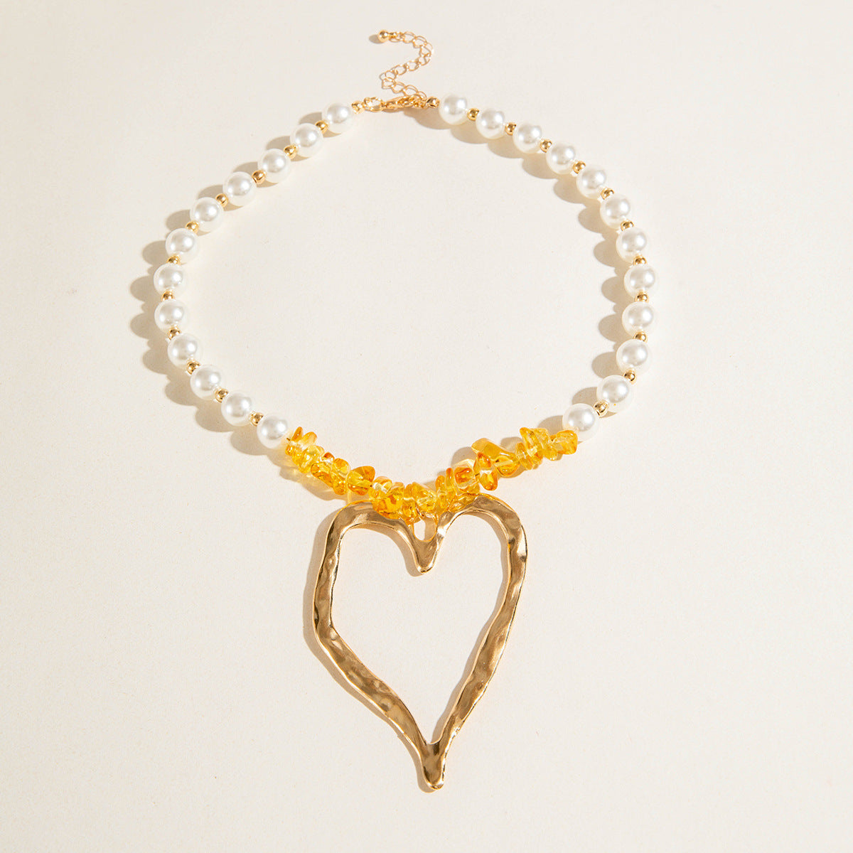 Wholesale Vintage Heart Imitation Pearl Turquoise Necklace