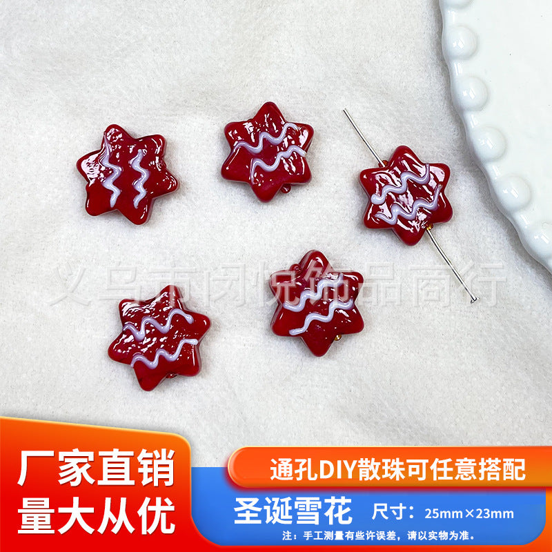 Wholesale 10pcs Snowman Christmas tree gingerbread man glass beads