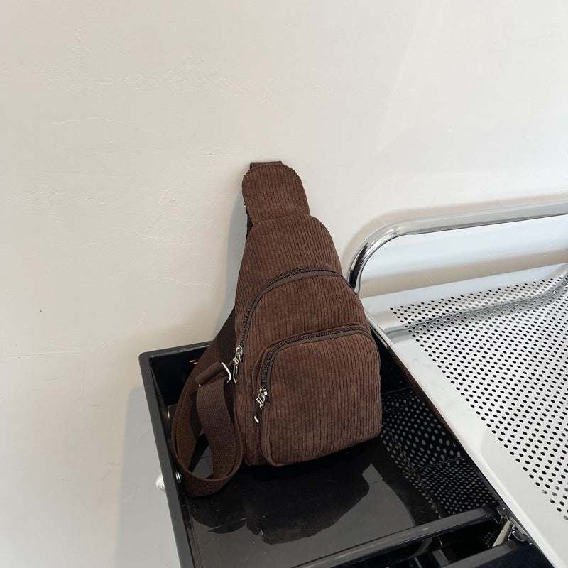 Wholesale Solid Color Chest Bag, Velvet Canvas Bag, Single Shoulder Crossbody Bag