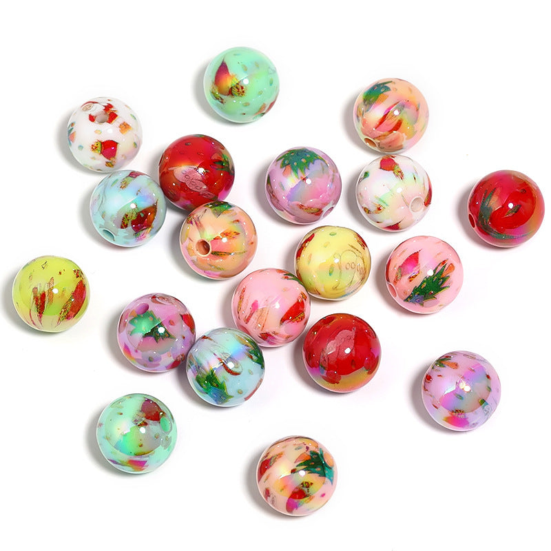 Wholesale 100pcs DIY Printed Santa Claus Colorful Snowflake Acrylic Beads