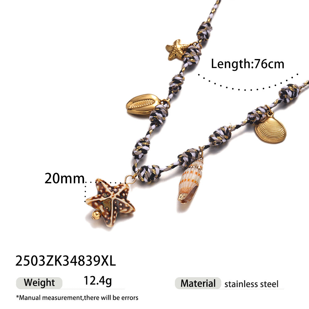 Wholesale Taina' s New Creative Ocean Series Stainless Steel Bracelet Girls Ceramic Conch Titanium Steel Pendant Shell Hand Jewelry