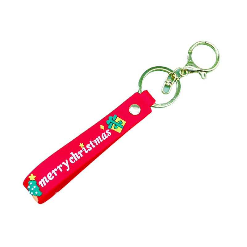 Llavero de cuerda de cuero de Navidad de 10pcs al por mayor de PVC