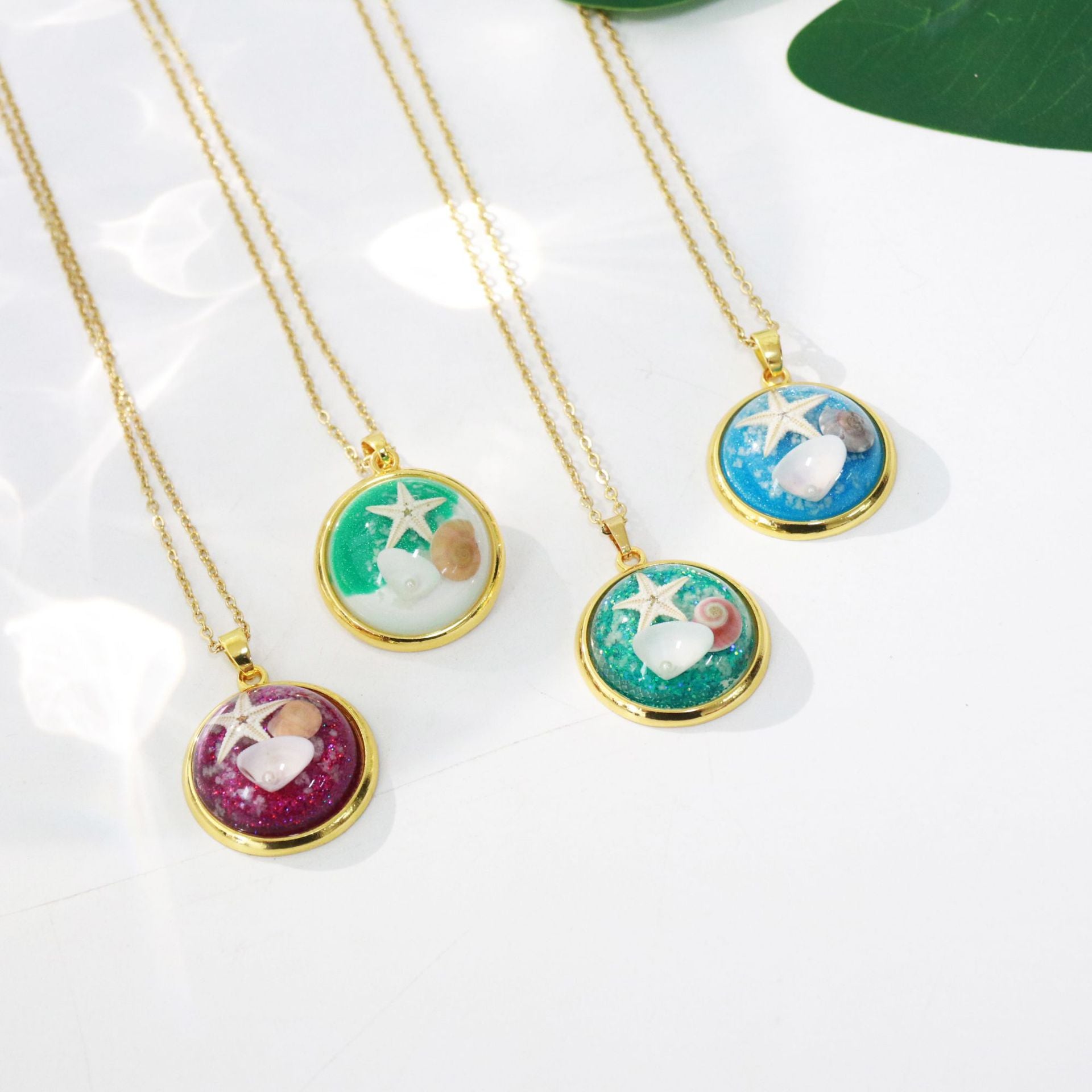 Wholesale 6pcs Natural Conch Shell Specimen Necklace