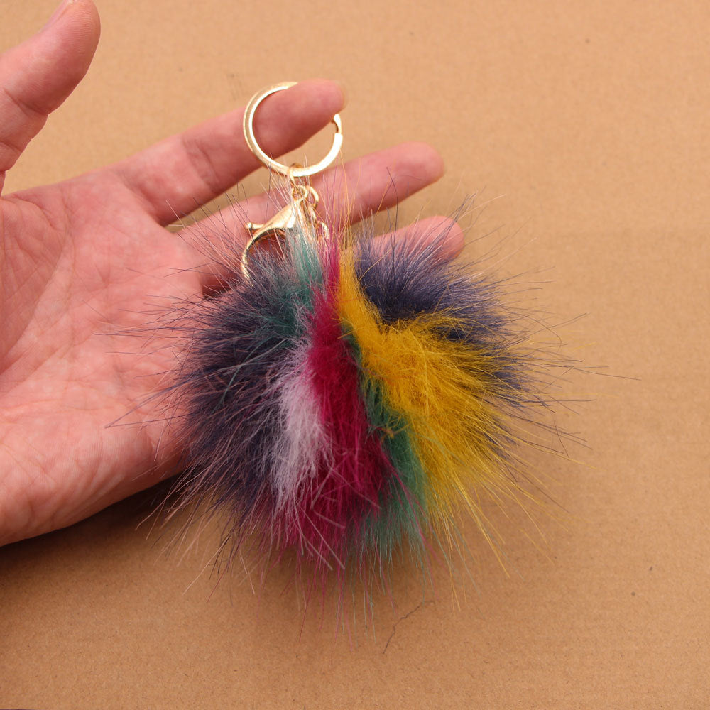 Wholesale Colorful Fur Ball Keychain Bag Pendant Tulip Theme Stylish Backpack Accessory