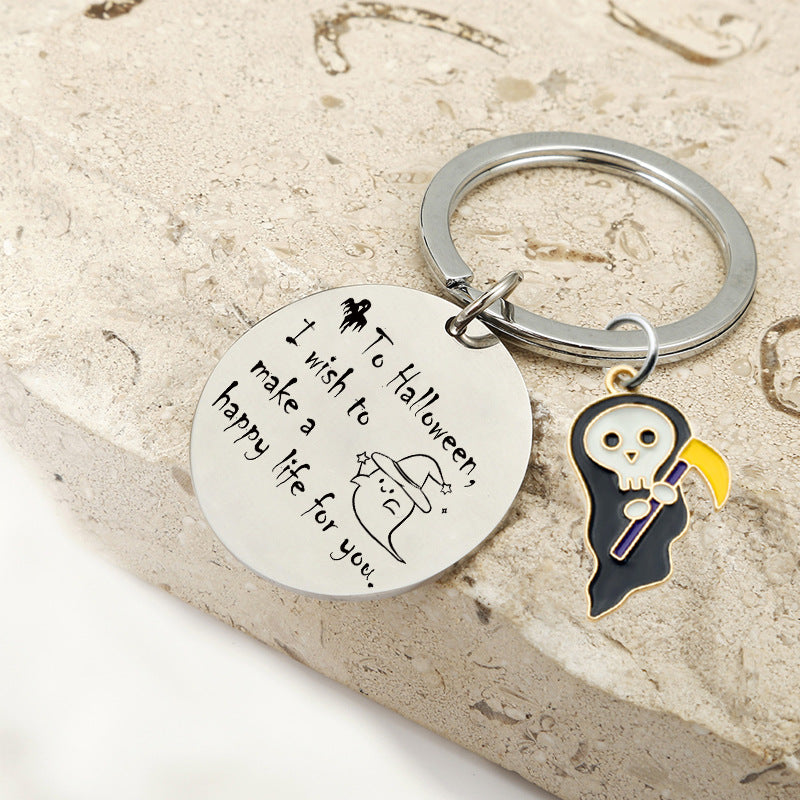 Wholesale Halloween Double Sided Stainless Steel New Cartoon Ghost Keychain