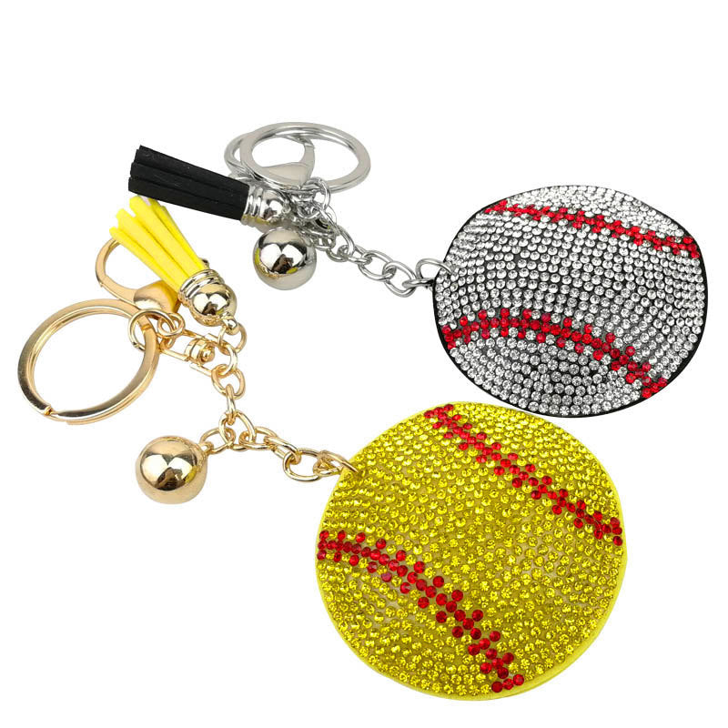 Wholesale Creative diamond baseball keychain