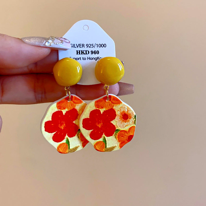 Wholesale Silver Needle Acrylic Irregular Flower Earrings