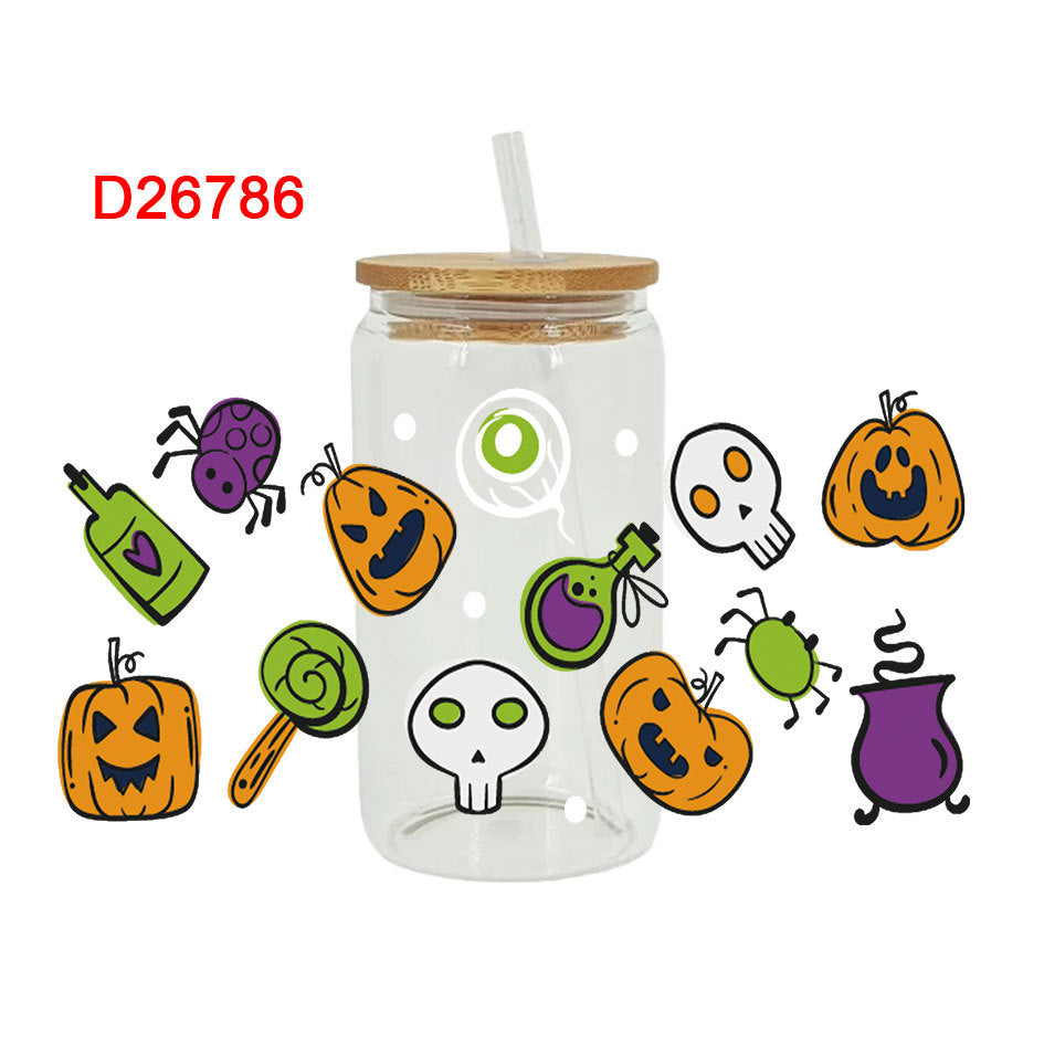 Wholesale Pumpkin Ghost Witch Halloween 16oz Cup UV DTF Wraps