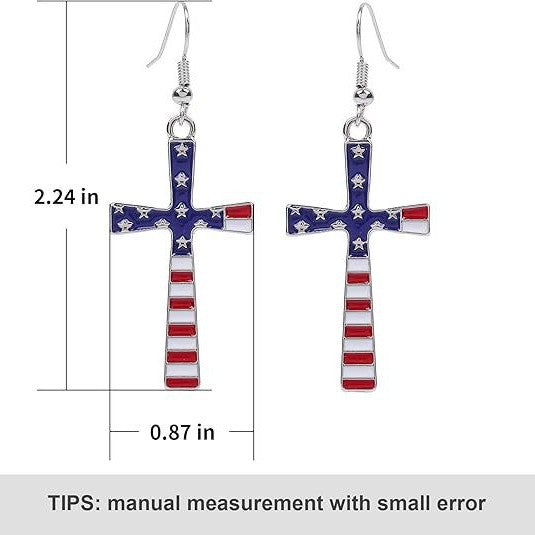 Wholesale Independence Day Cross Star Spangled Banner Earrings