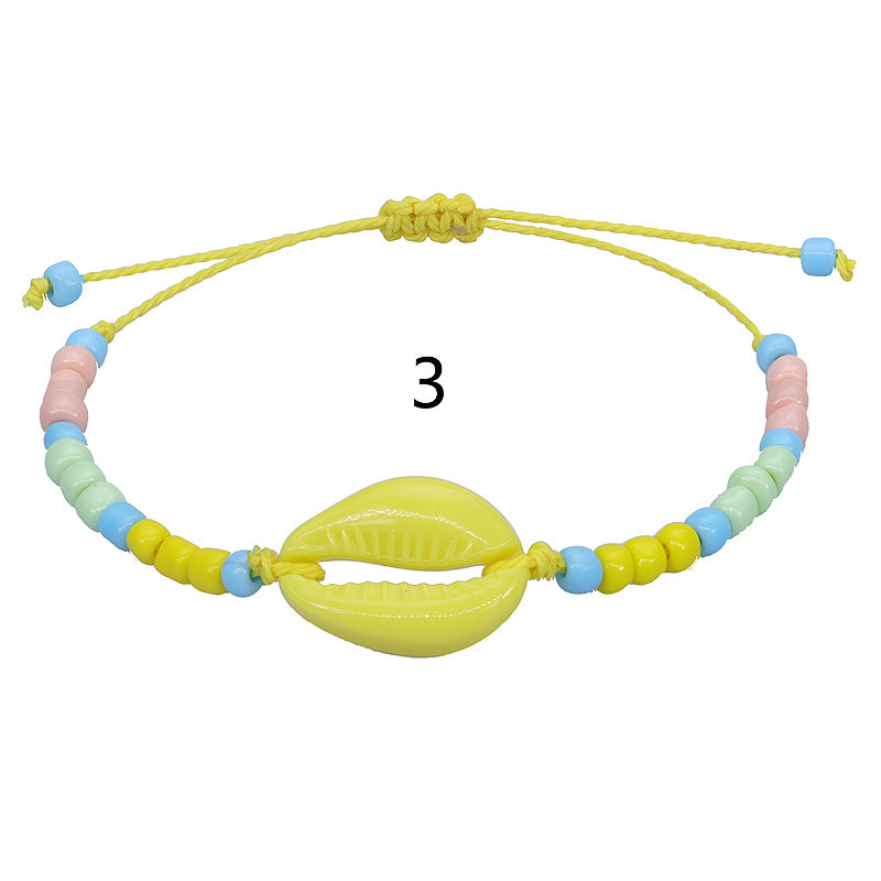 Wholesale Acrylic Seashell Colorful Rice Beads Woven Bracelet