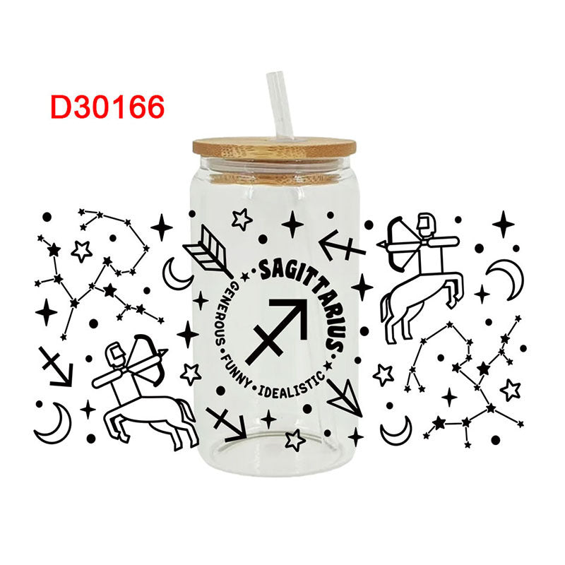 Wholesale  Black and white style  16oz Cup UV DTF Wraps 16oz Cup UV DTF Wraps