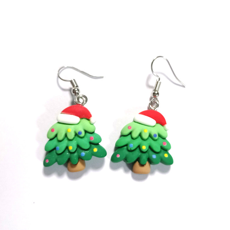 Wholesale Christmas Cartoon Resin Santa Gingerbread Man Earrings