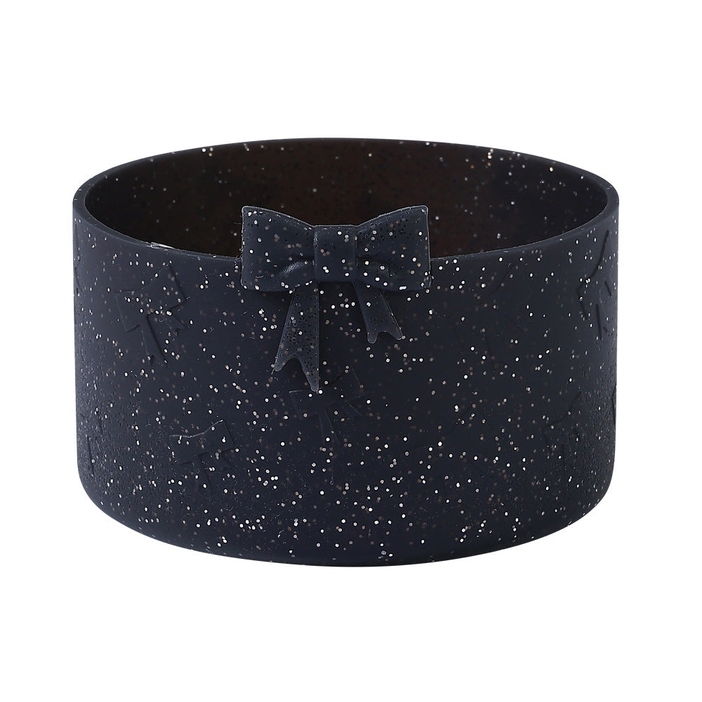Wholesale new silicone cup cover non-slip cup cover three-dimensional bow 7.5CM ice bully cup universal base