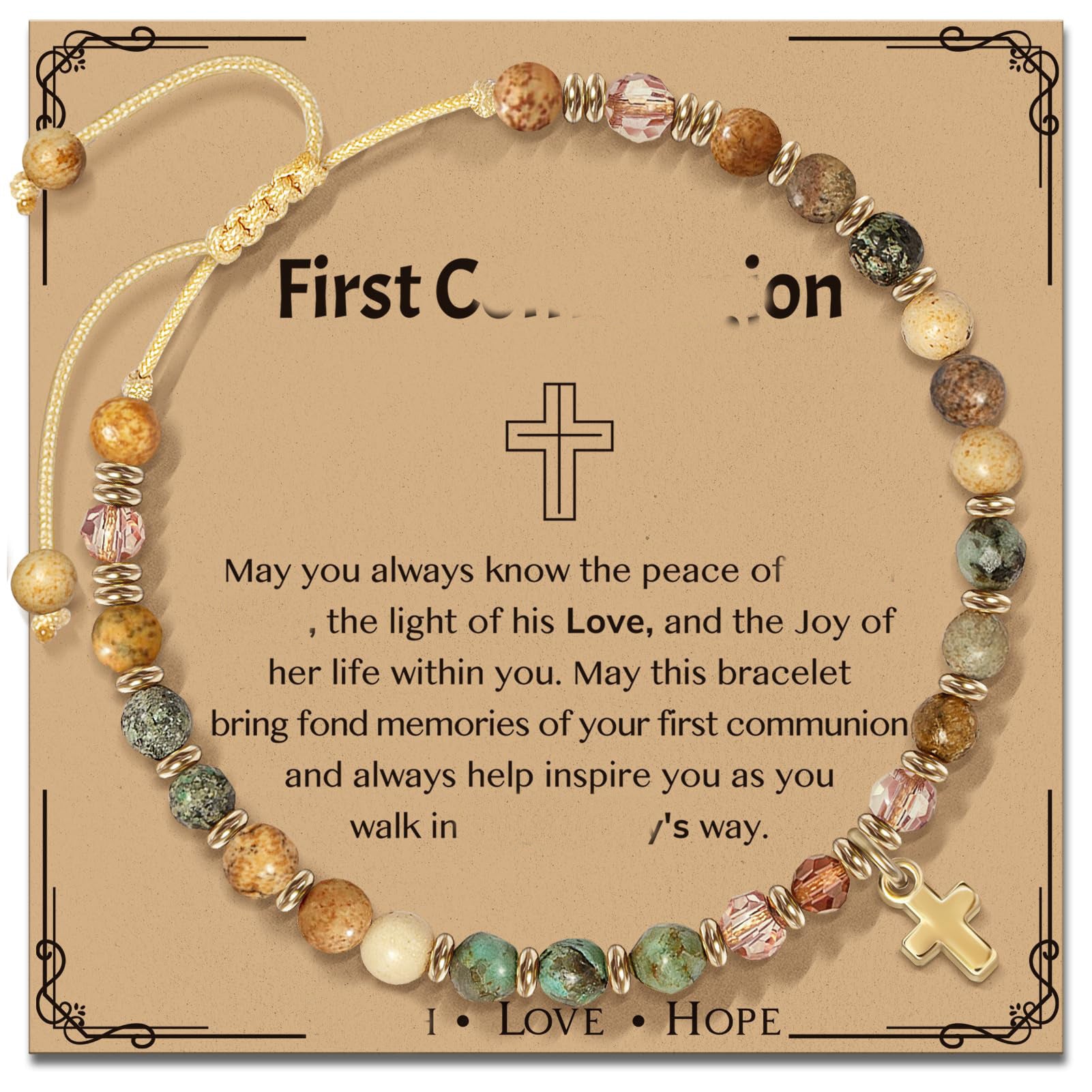 Wholesale Trendy Natural Stone Cross Pendant Bracelet For Women Handmade Beaded Jewelry Gift For Boutique Resale